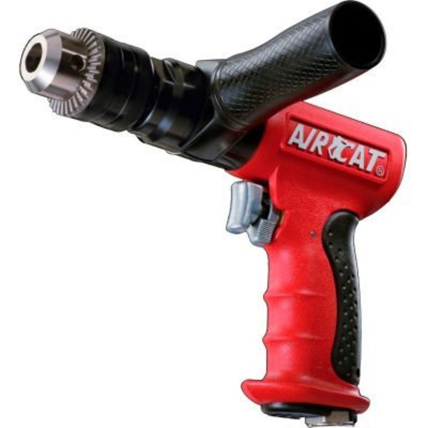 Florida Pneumatic AIRCAT Reversible Pistol Grip Air Drill, Keyed, 1/2in Chuck, 400 RPM 4450